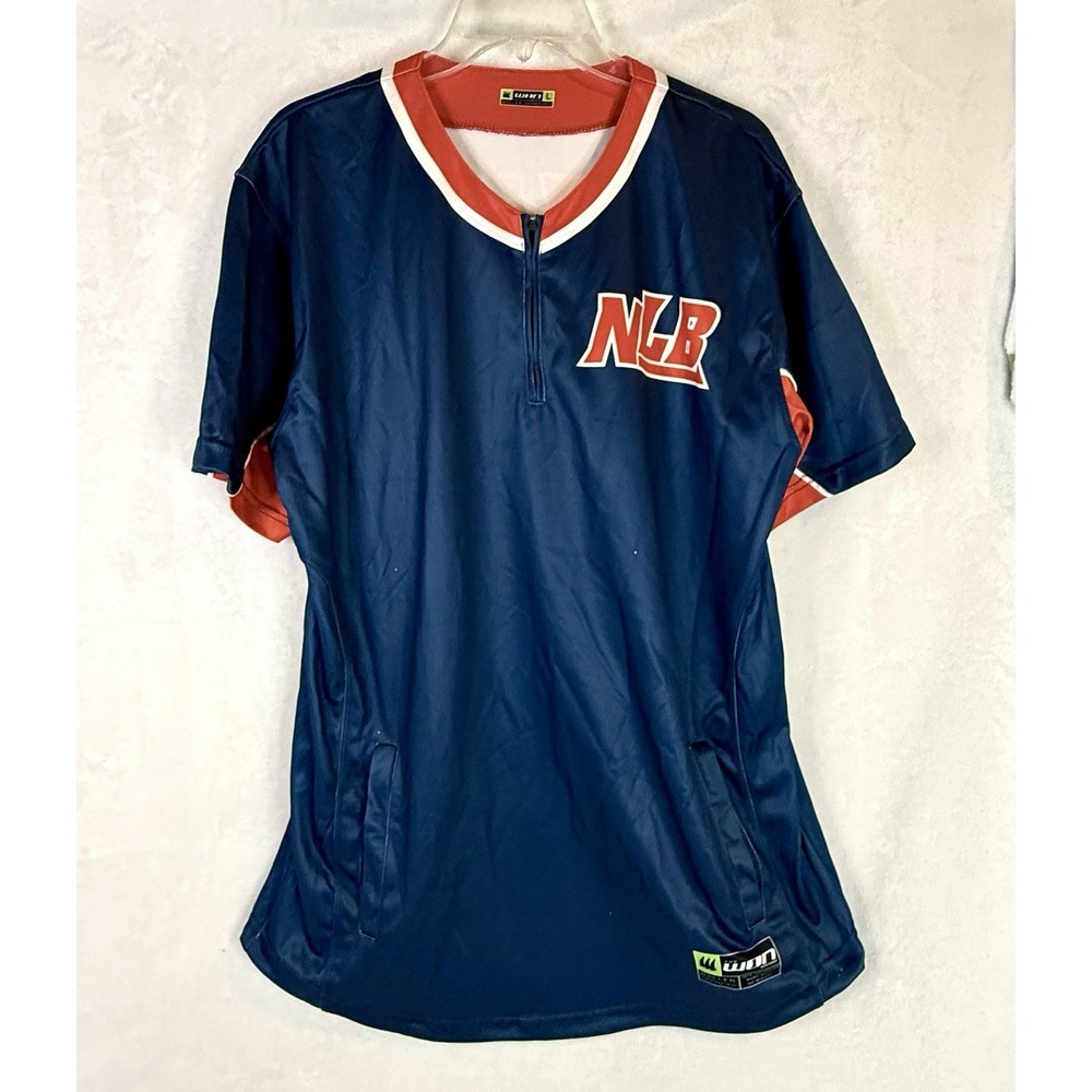 Next Level Baseball‎ NLB Jersey Top Blue Red Athletic Pullover Size L